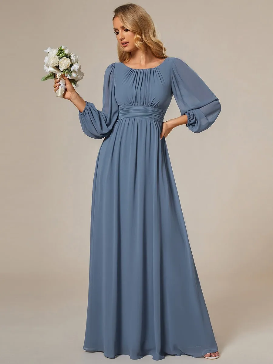 Rachel boat neck full sleeve evening or bridesmaid gown