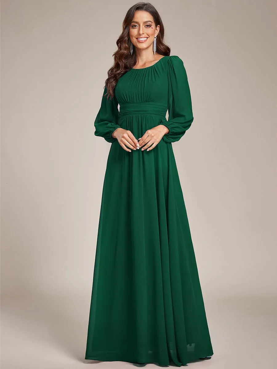 Rachel boat neck full sleeve evening or bridesmaid gown