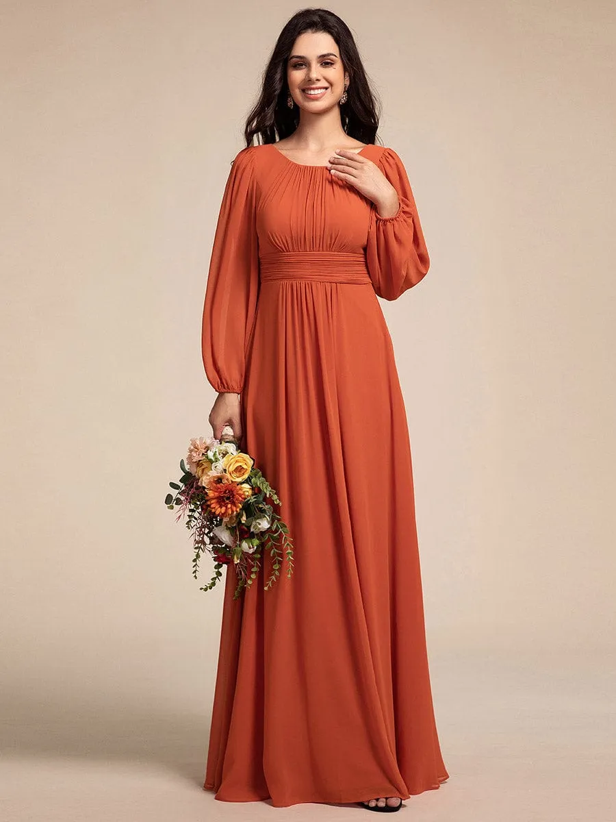 Rachel boat neck full sleeve evening or bridesmaid gown