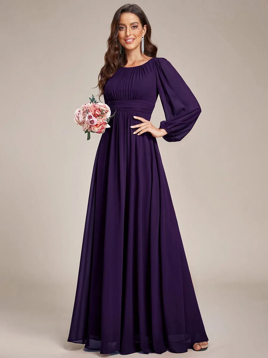 Rachel boat neck full sleeve evening or bridesmaid gown