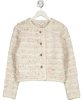 REISS Pink Felicity Tweed Cardigan UK S