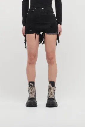 Rick Owens DRKSHDW Dirt Cutoffs in Stretch Black Denim
