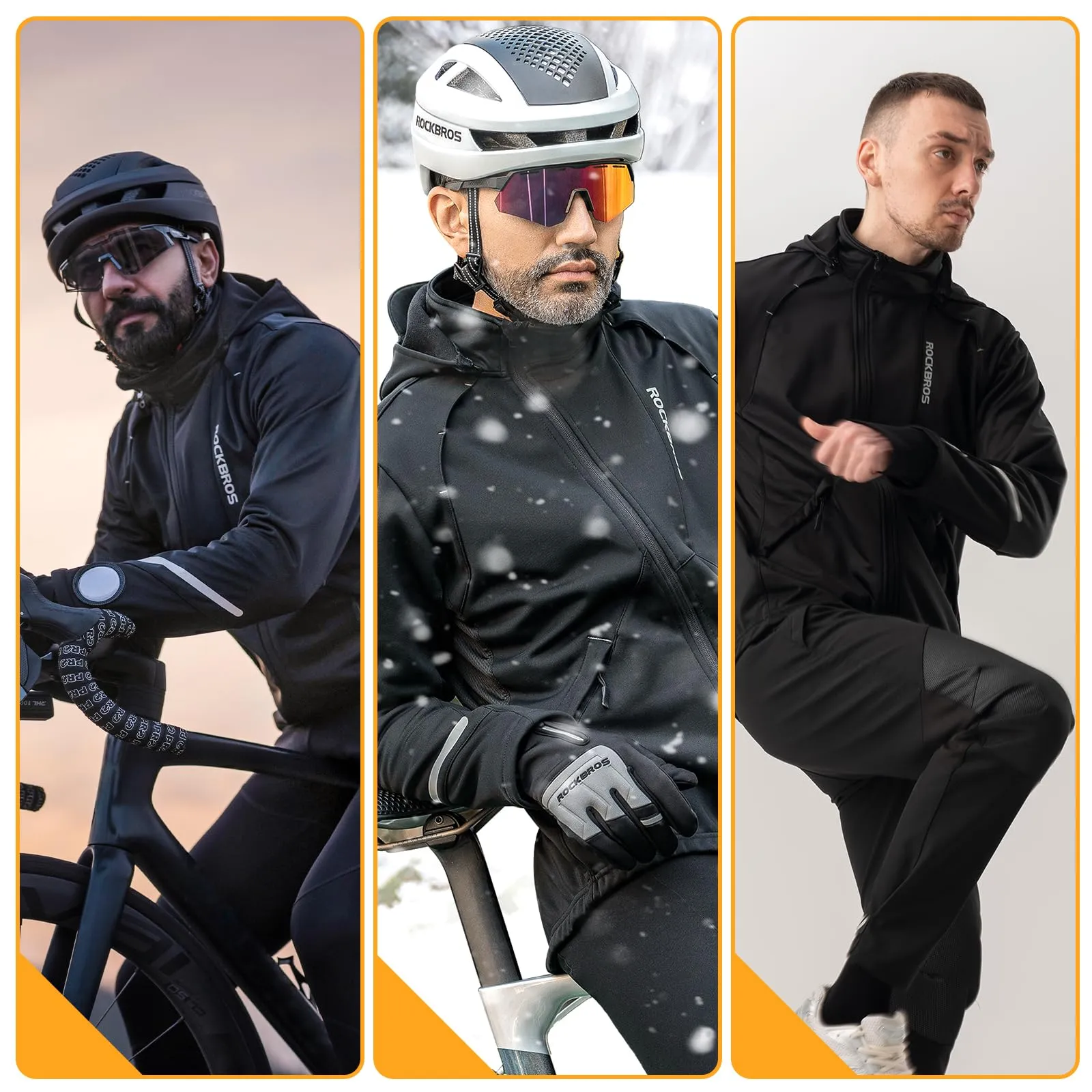 ROCKBROS Men's Cycling Jacket Thermal Softshell Jacket Windproof & Waterproof
