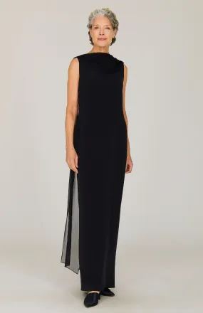 Silk Gown w/Draped Chiffon Scarf