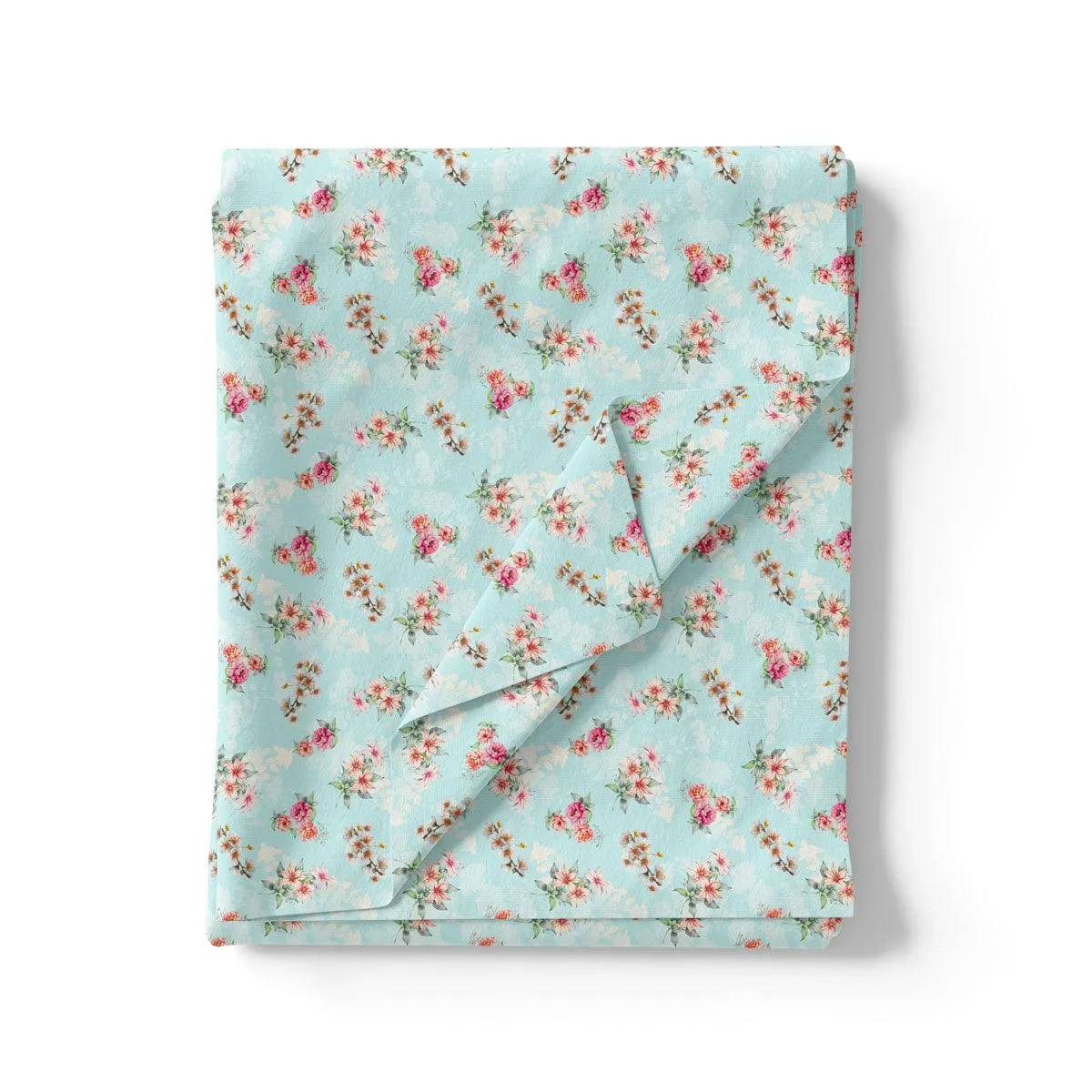 Skyblue Flower Weightless Printed Fabric