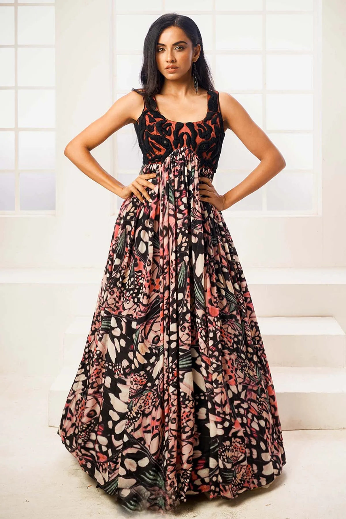 Sleeveless Long Anarkali Gown