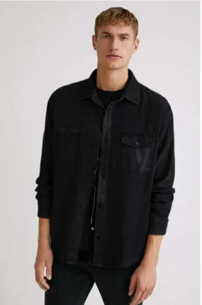 Solid Black Denim Shirt