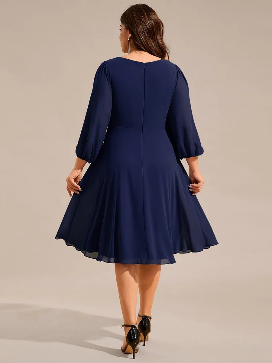 Stacey navy short length gown with sleeves Express NZ wide