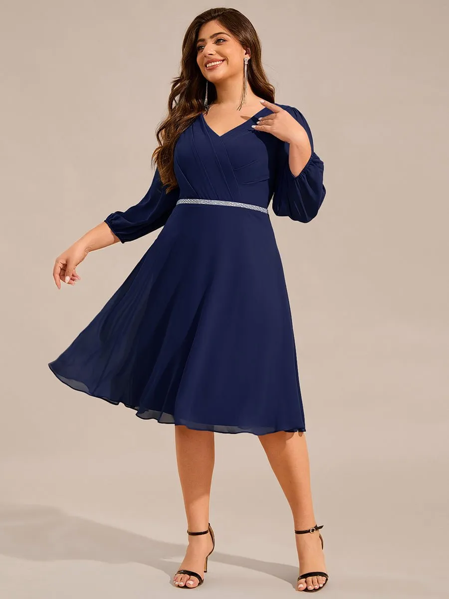Stacey navy short length gown with sleeves Express NZ wide