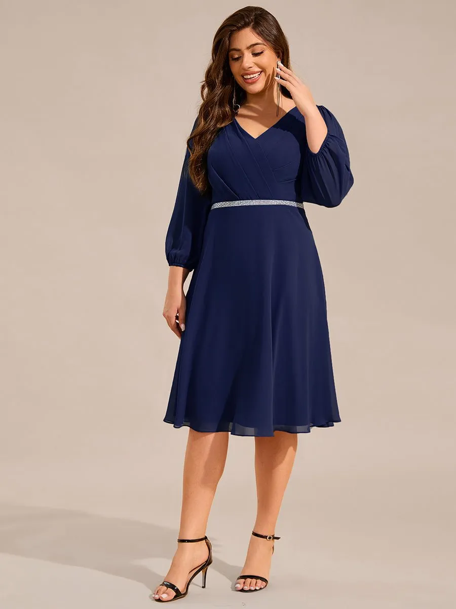 Stacey navy short length gown with sleeves Express NZ wide