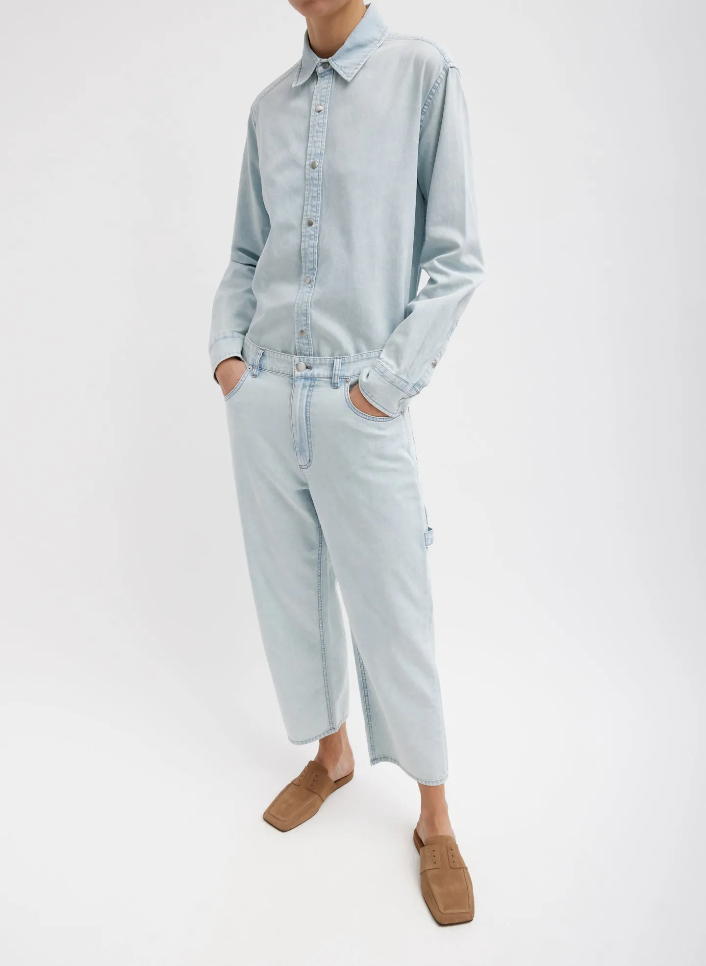 Summer Denim Cropped Slouchy Cargo Jean