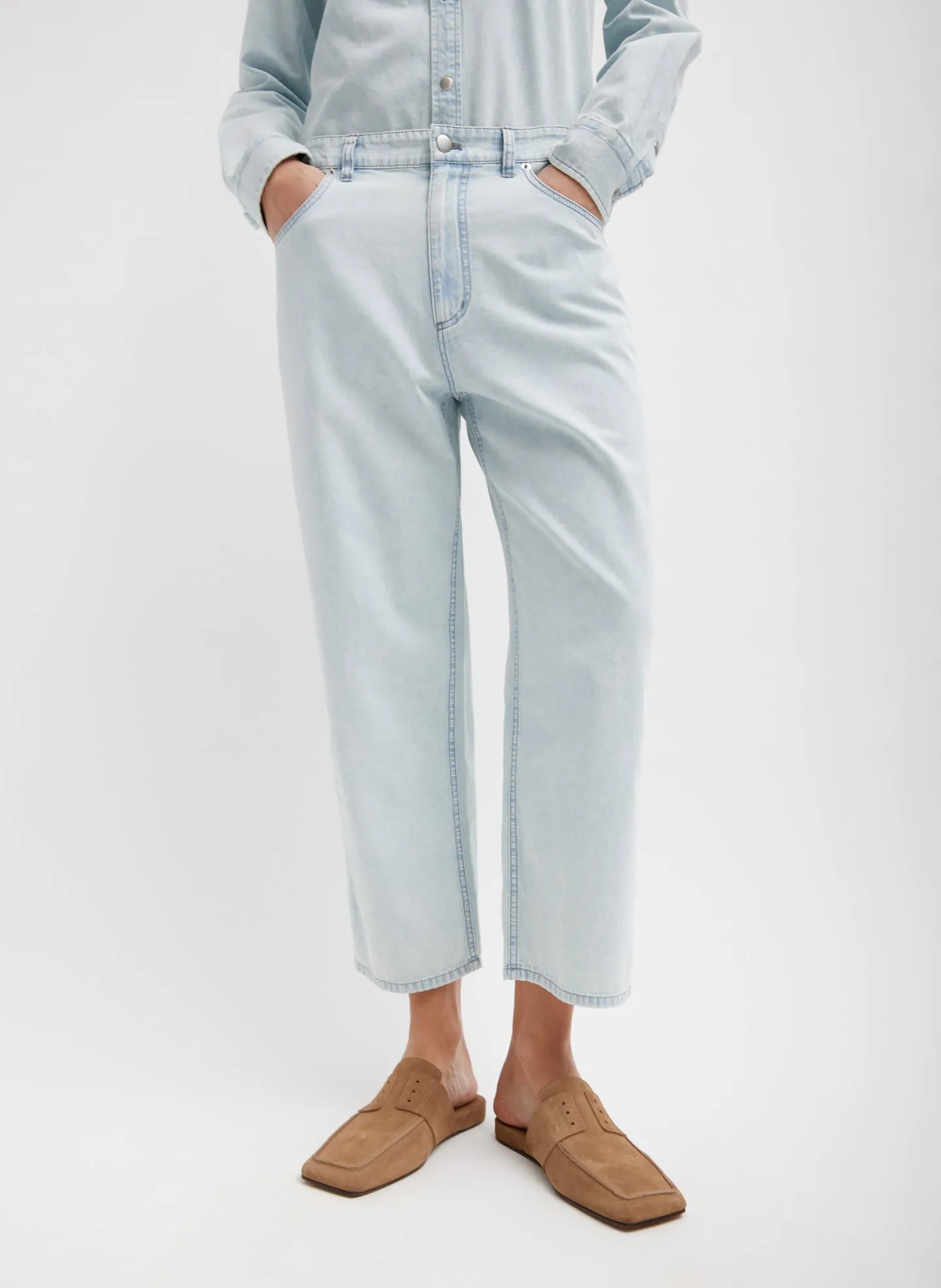 Summer Denim Cropped Slouchy Cargo Jean