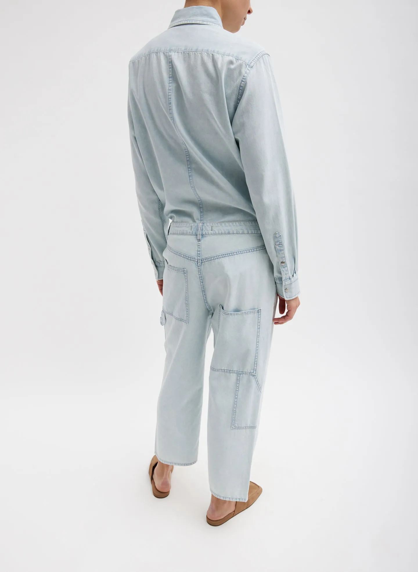 Summer Denim Cropped Slouchy Cargo Jean