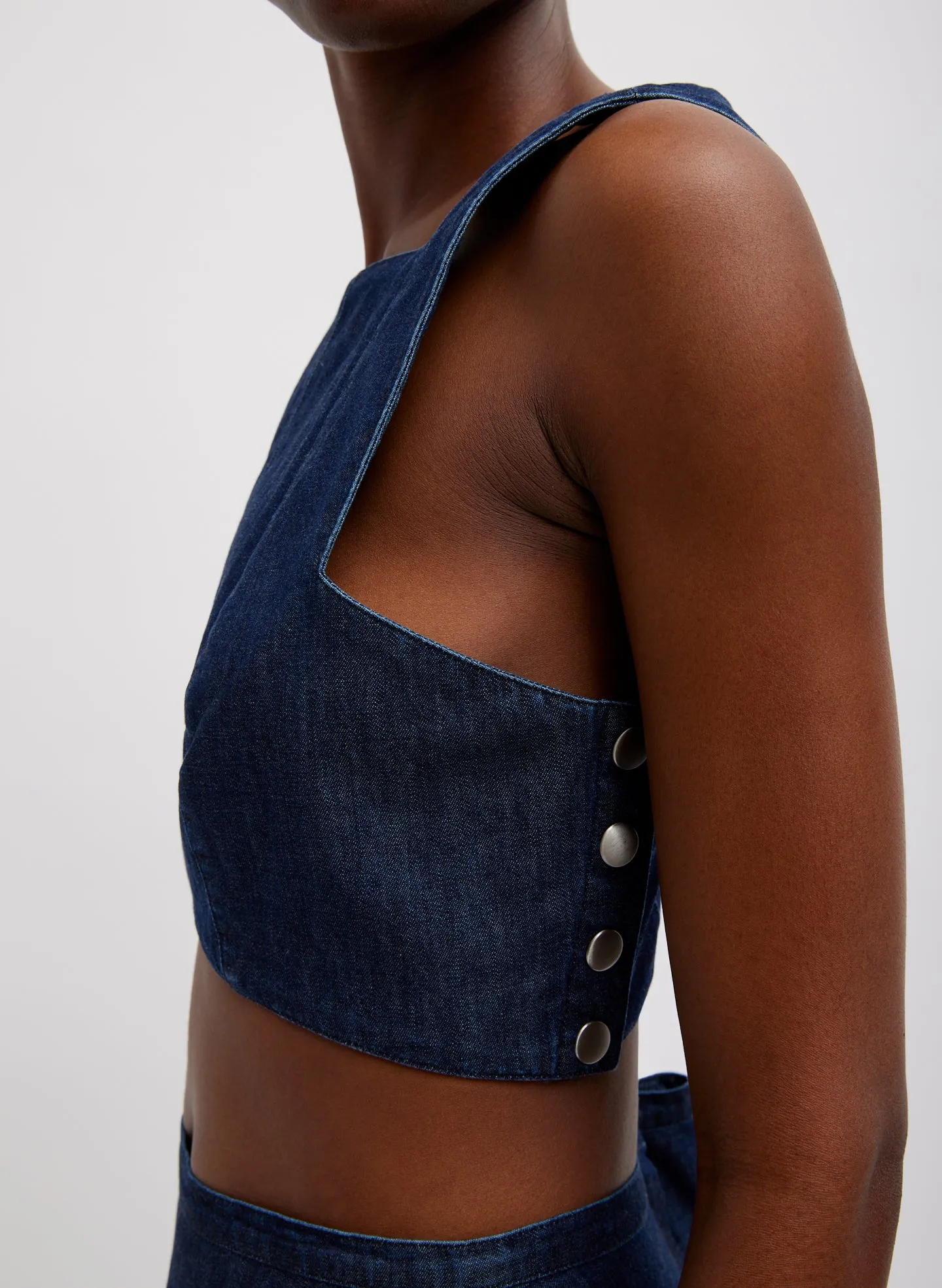 Summer Denim Square Neck Cropped Top