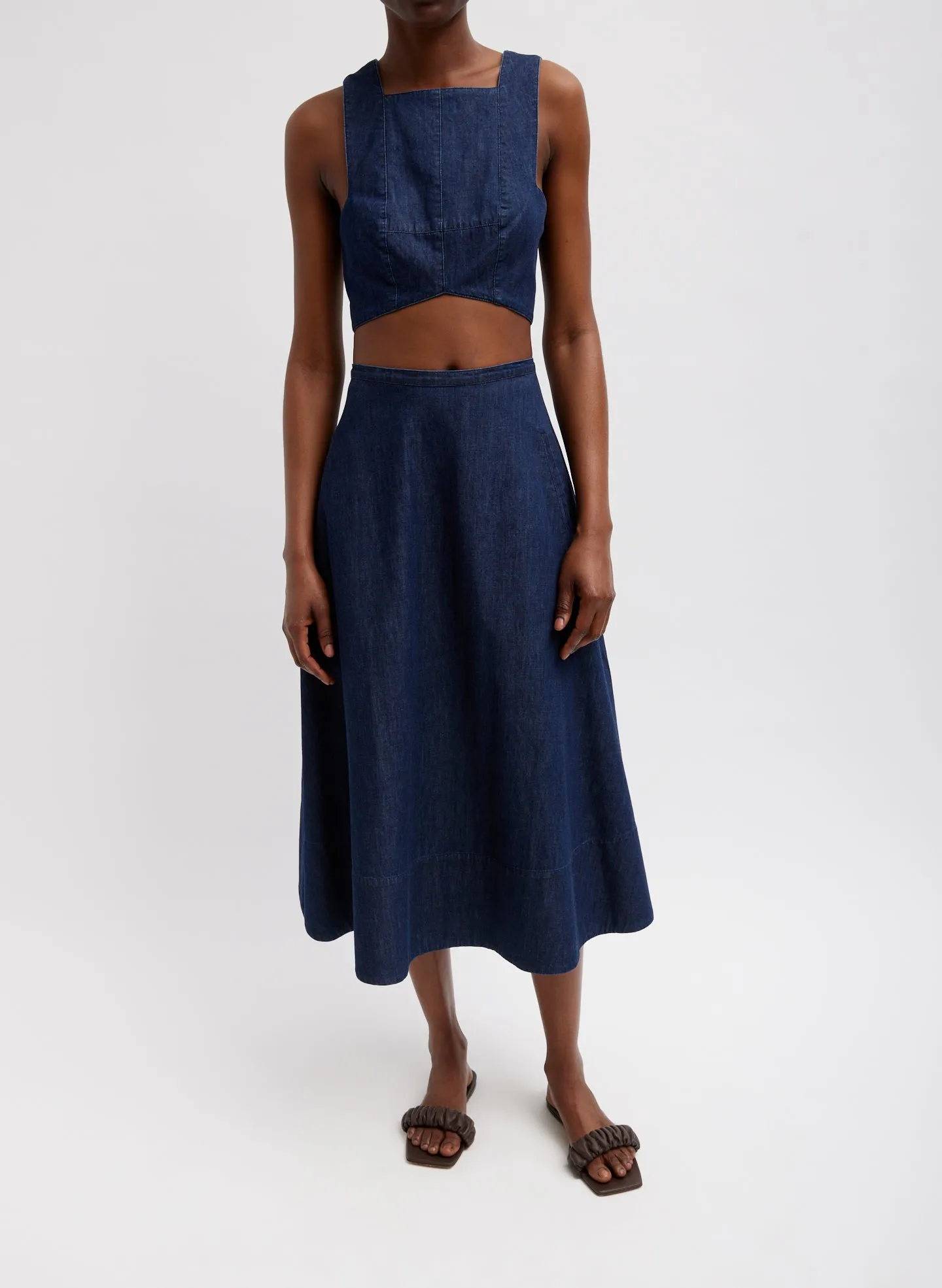 Summer Denim Square Neck Cropped Top