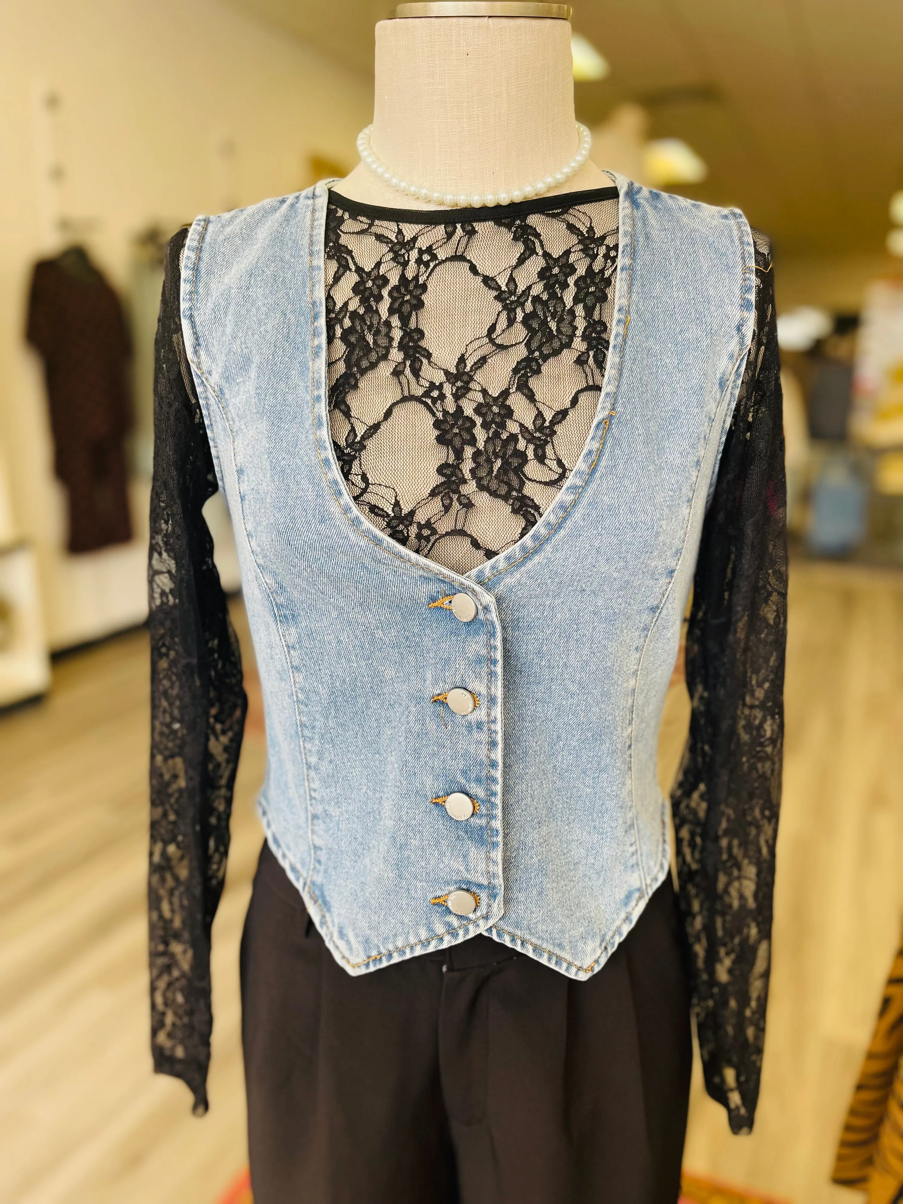 Summer Nights Button Down Denim Vest