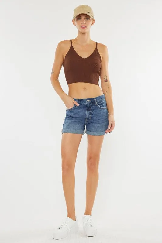 The Claire High Rise Denim Cuffed Shorts 3/25