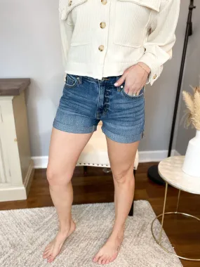 The Claire High Rise Denim Cuffed Shorts 3/25