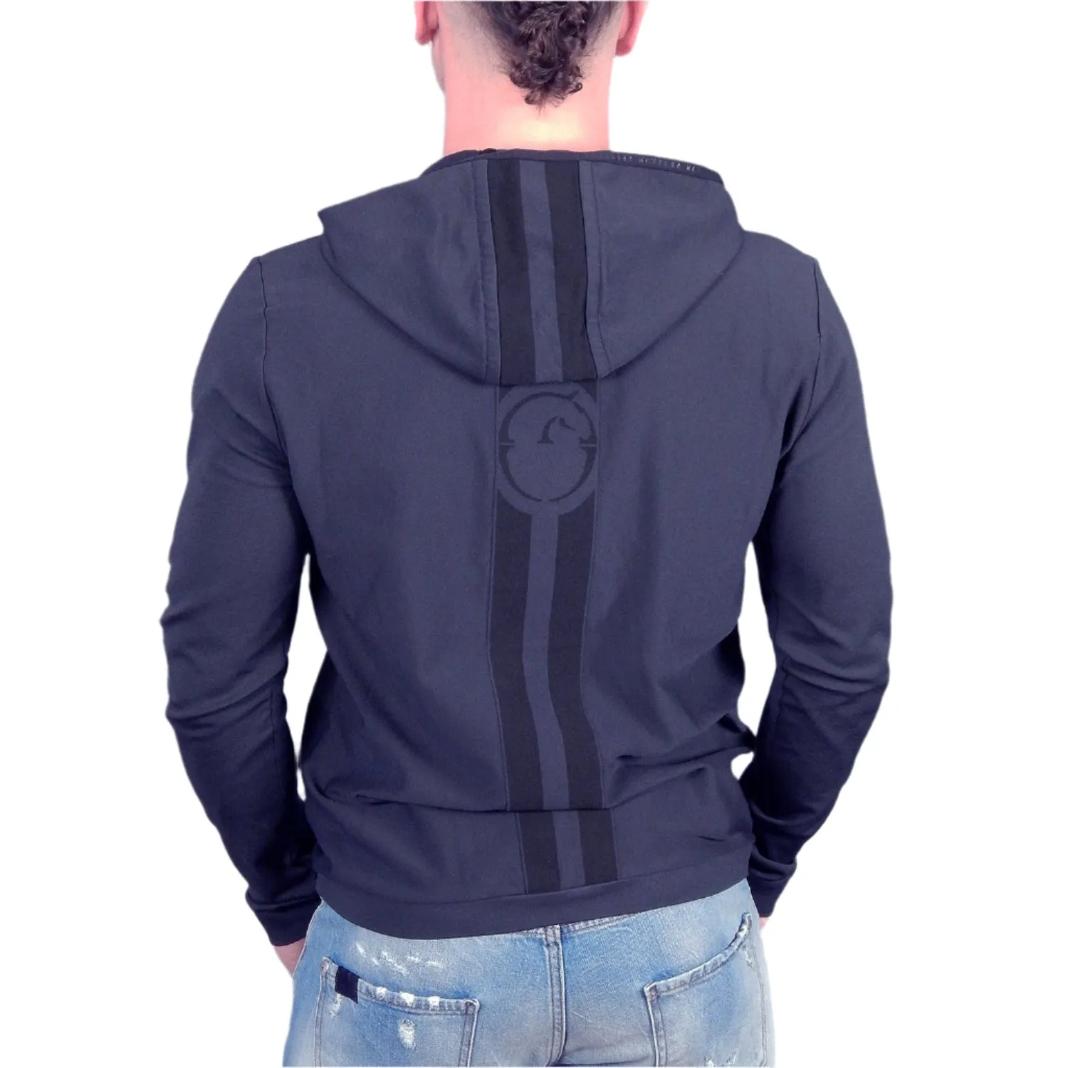 VESTRUM - "POLICASTRO" HI-TECH Hooded Jacket in Navy and Black