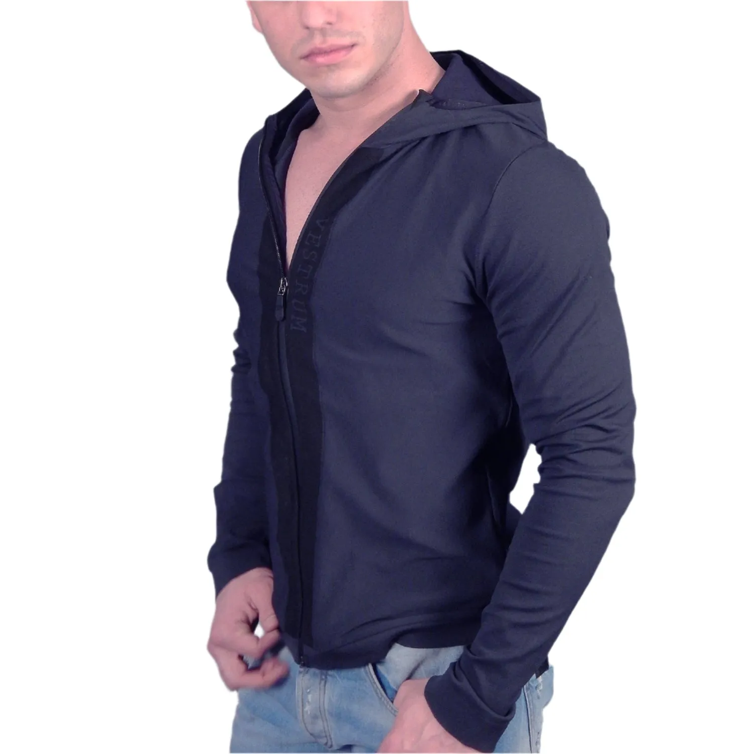 VESTRUM - "POLICASTRO" HI-TECH Hooded Jacket in Navy and Black