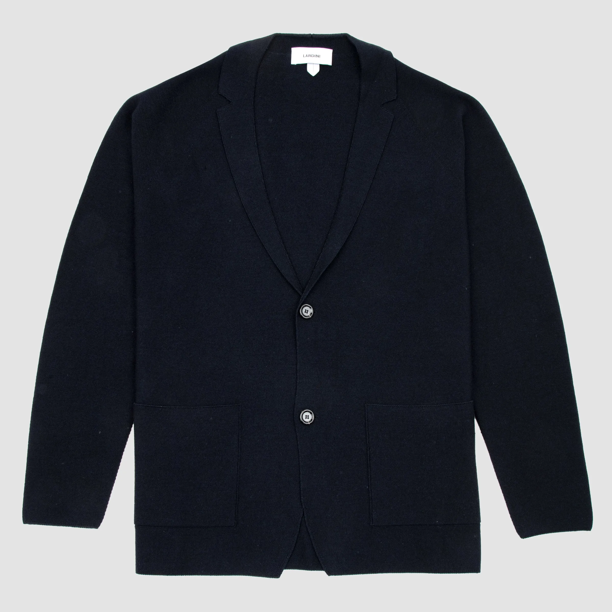 Wool Cashmere and Silk Single Breasted Knit Sport Jacket - Navy