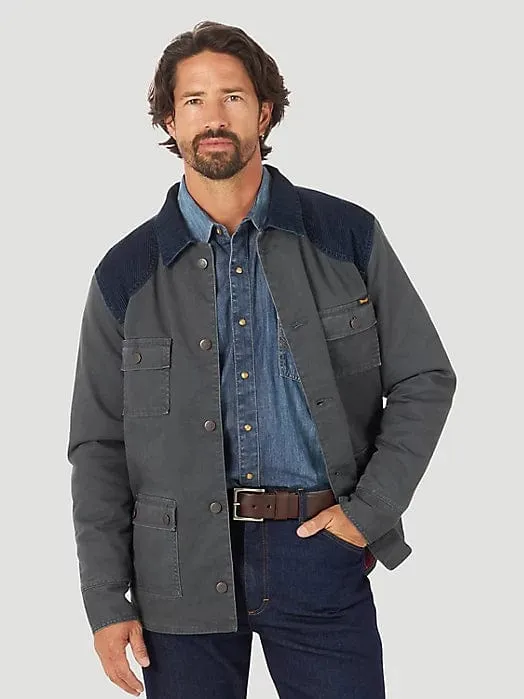 Wrangler Quilt lined Barn Coat Navy Pinstripe